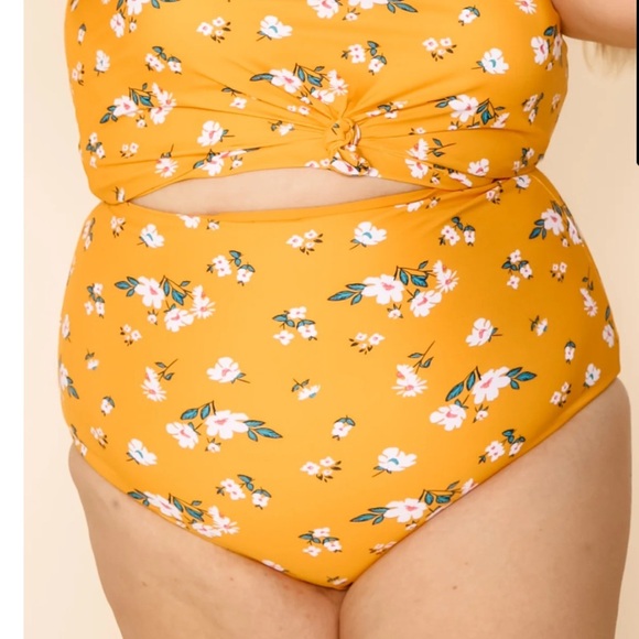 CORAL REEF Bali Reversible Swim Bottoms, MANGO/MANGO FLORAL, Size Large - Picture 1 of 6